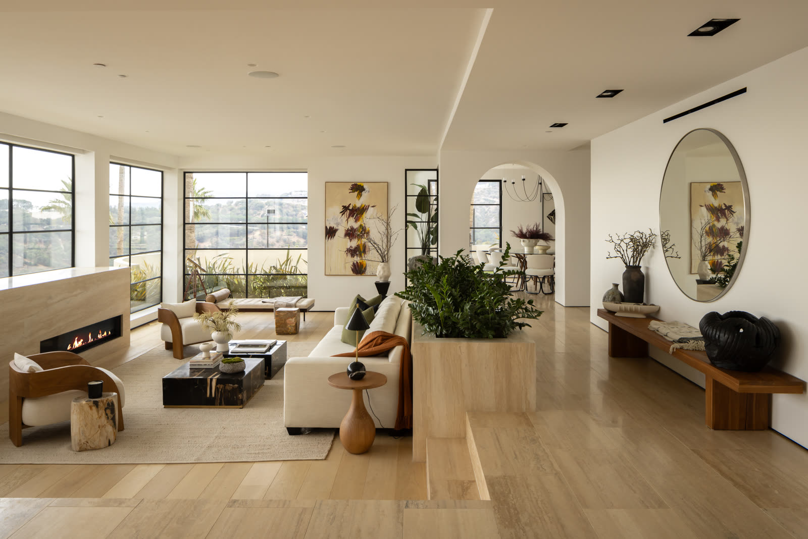 Living room with arched openings